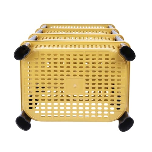 Image of Multipurpose Plastic Storage Rack for Kitchen | Foldable Vegetable & Fruit Organizer Stand for Onion, Potato, Sabji | Countertop Multi-Layer Basket Rack for Home, (Yellow, 4 layer)