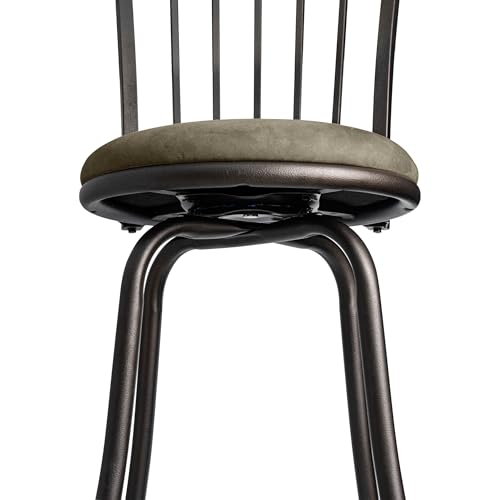 Butaco metálico giratorio con altura ajustable de 24 a 29 pulgadas, tapizado en poliéster color negro mate y beige miniatura 6