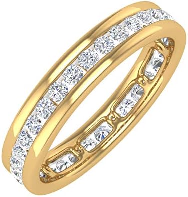 FINEROCK 0.43-0.55 Carat Channel Set Diamond Wedding Eternity Ring in 14K Gold, Metal, Stone, White Diamond