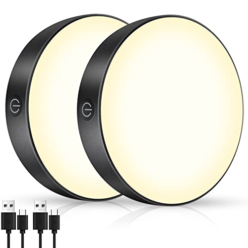 qeemmy Wiederaufladbar Led Lampe Batteriebetrieben Warmweiß 3000K, Dimmbare LED Batterie Lampe für Garderobe, Schlafzimmer, Schließfach (2 Stück)
