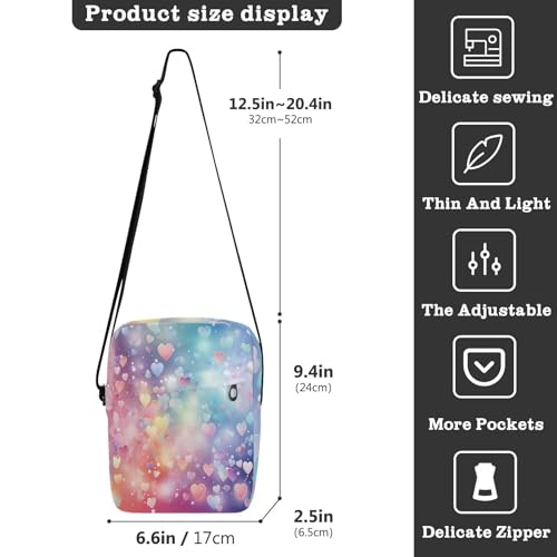 mens messenger bag crossbody men's shoulder bag Cross Body Purses Adjustable Strap for outdoor sports outdoor sports- Heart Bubble Dream Color3