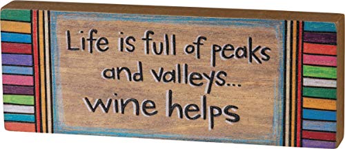 Panneau Primitives Block deco bar vintage Life Wine Help bois - 2