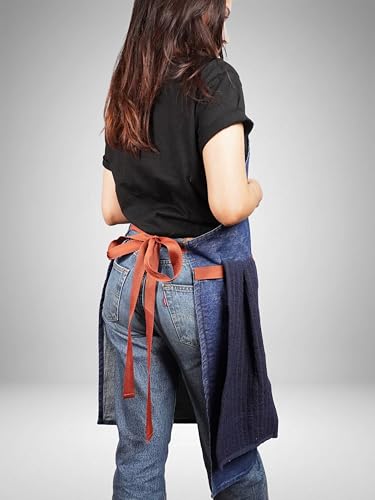 Image of 100% Cotton Unisex Apron - Adjustable Neck Straps, Vibrant Print, Reinforced Stitching, Multipurpose& Deep Pocket - for Cooking, Catering, Gardening, Painting-Printed Aprons