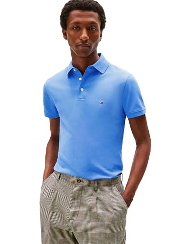 Image of Tommy Hilfiger Men's Short Sleeve Polo Shirts in Slim Fit with Stretch and Organic Pique Cotton