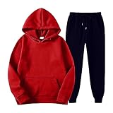 Ensemble Jogging Homme Tailleur Femme Chic Sweat Vetement Mode en Laine pour Coton De Sport Tenue Rouge L