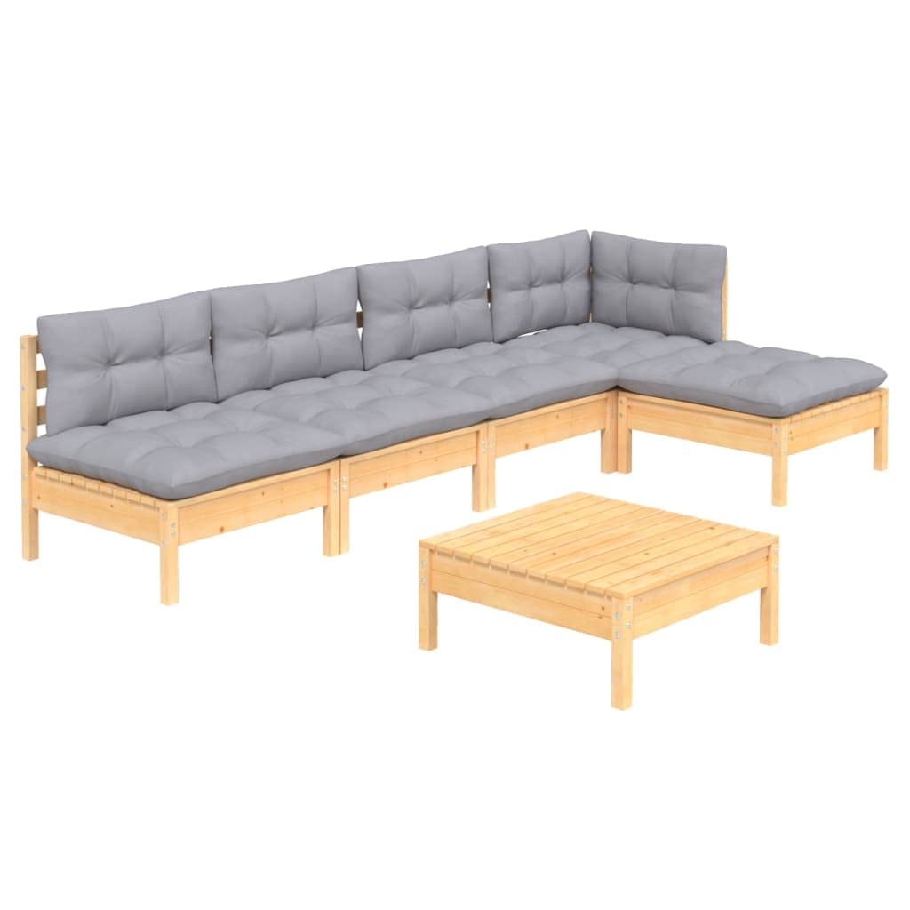 Meubles de terrasse en bois de pin massif grand salon de jardin 6 pcs pour recevoir