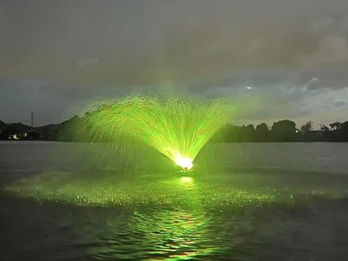 RGB Pond Fountain Aerator, 1HP,Wireless and Time Control Rainbow Lights,Stainless Steel Body, 100FT Cord and 200Ft Traction Rope, Aerator Pump for Ponds & Lakes (RGB)