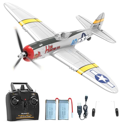 volantexrc P-47 Thunderbolt Avión RC - 4 Canales 2.4GHz RTF con Estabilización 6 Ejes, Modelo de Combate para Principiantes y Expertos (Listo para Volar)