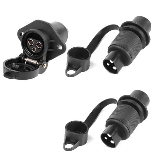 AGRISHOP 2X Anhänger Stecker 3polig und 1xAnhänger Steckdose Flach Dreipoliger Landmaschinen Stecker Steckdose Traktor 3pol