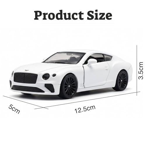 Image of SHAKTISM Die-Cast Metal Car Toy -1:36 Scale, Opening Doors, Pull Back Function, Collectible Toy, Racing Car for Kids Birthday Gift for Boys Girls (White Bentley Diecast)