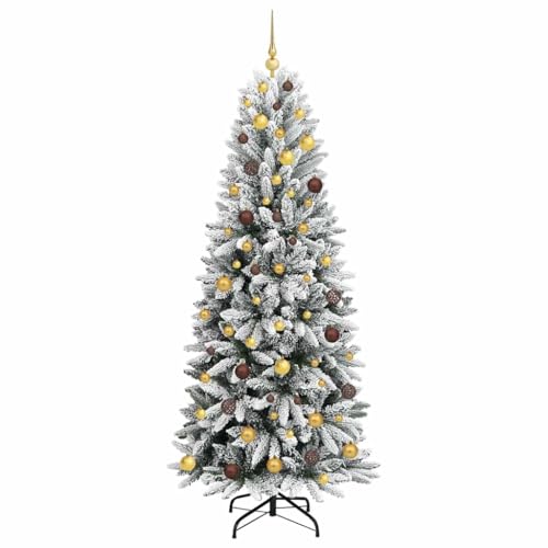 Árbol de Navidad artificial resistente de 210 cm con ramas densas de PVC y PE 5