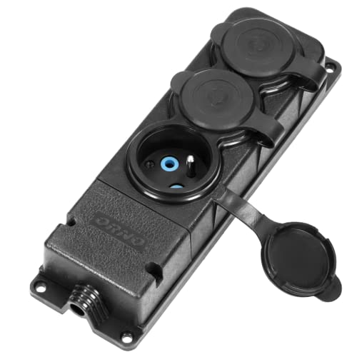 ORNO AE-13166 Multiprise Exterieur étanche Résistance à l'Humidité et Aux Chocs Séparateur Etanche Répartiteur IP44 16A 230V AC Caoutchouc Ignifuge (3...