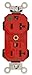 Leviton M8300-R Lev-Lok Modular Wiring Device 20-Amp, 125 Volt, Wide Body Duplex Receptacle, Straight Blade, Hospital Grade, Self Grounding, Red