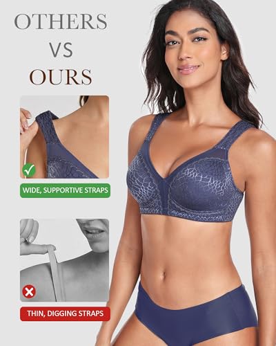 Image of Lemorosy Women's Plus Size Full Coverage Non Padded Wireless Minimizer Bra -Comfort and Double Support