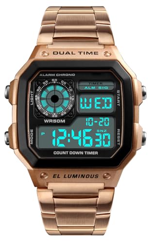 Montre homme en acier inoxydable Rose Gold au fini remarquable