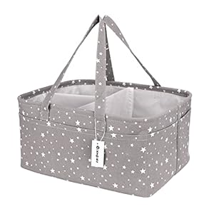 Baby Diaper Caddy Organizer-Extra Large Portable Diaper Caddy Basket-Diaper Organizer Caddy-Diaper Holder Tote Bag for Changing Table Newborn Registry Baby Shower Basket for Diapers & Wipes…