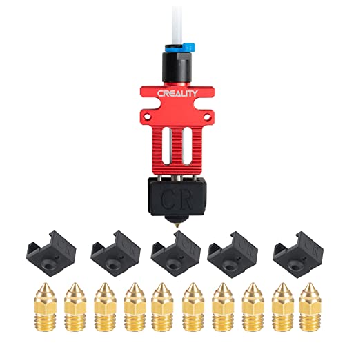Creality CR-6 SE Hotend with 10pcs Silicone Sock and 10pcs Original 0.4mm Nozzle, Assembled Hotend Kit, for CR-6 SE/CR-6 MAX 3D Printer, with Cartridge heaters & thermistor Cables