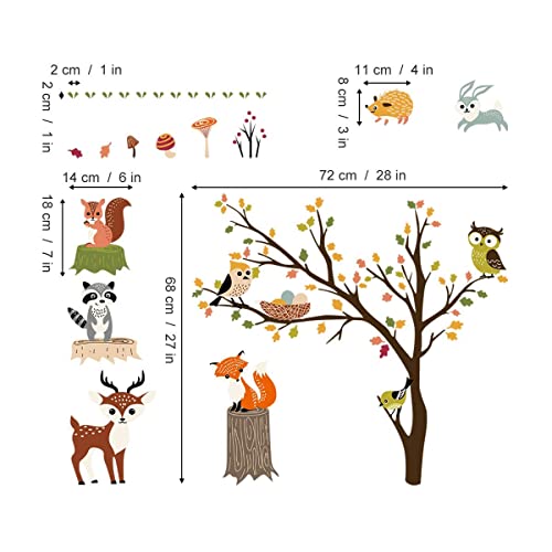 Decalmile Woodland Animal Tree Wall Decals Bundle With Large Bear Wall Stickers Baby Nursery Kids Bedroom Classroom Wall Decor #TOP3