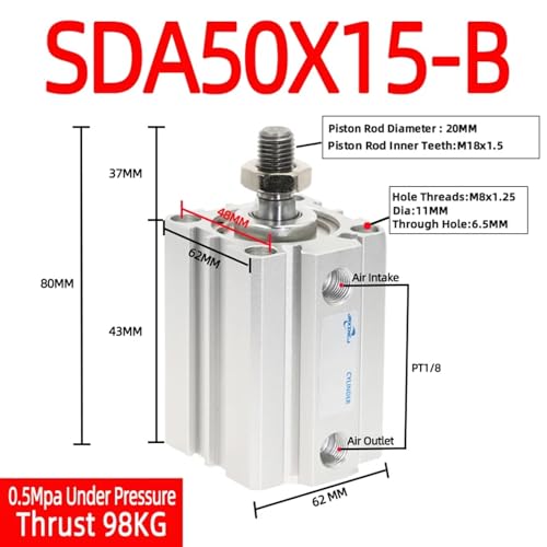 Cylindre pneumatique SDA 50mm optimise vos espaces industriels restreints - 3