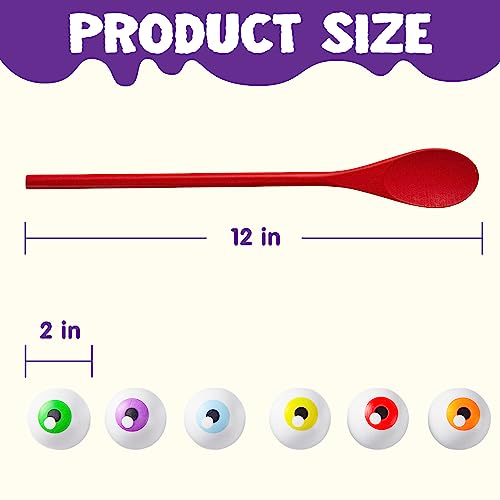 Image of JOYIN Halloween Egg and Spoon Race Game Set; 6 Eyeballs and Spoons with Assorted Colors for Kids Adults Halloween Outdoor Fun Games, Party Favor Supplies, Classroom Activities