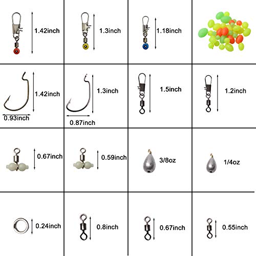 201/251pcs Fishing Terminal Tackle with Box - Fishing Hooks, Swivel, Weight, Fishing Float Bobber, Fishing Stopper, Barrel Crimps, Sinker Slide, Split Ring, Beads for Freshwater Saltwater Fishing - Thumbnail 5
