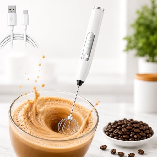 Mini Mixer Elétrico Portátil USB Recarregável – Espumador de Leite e Café, Batedor para Whey, Ovos e Bebidas, 3 Velocidades, Cores Sortidas. Qualidade Premium - LoomaStore