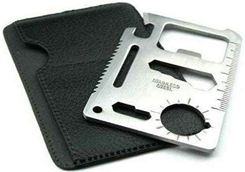 Kwikbuy 11 in 1 Small Ninja Multi-Purpose Credit Card Size Wallet Pocket Tool- Silver