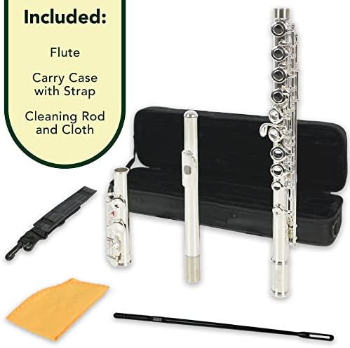 Montreux Student Flute for Beginners with Lightweight Protective Carry Case - Silver Plated, Offset G, Split E Mechanism, C Foot