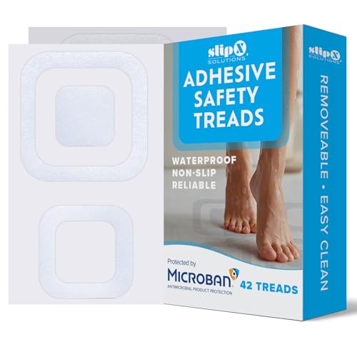 SlipX Solutions Microban-Infused Square Adhesive Anti-Slip Safety Treads, Reliable Grip