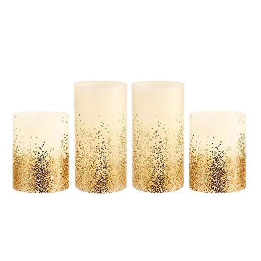 Pauleen 48127 Gyllene glitter ljus vaxljus med batteri med timerfunktion 6H timer LED-ljus set om 4