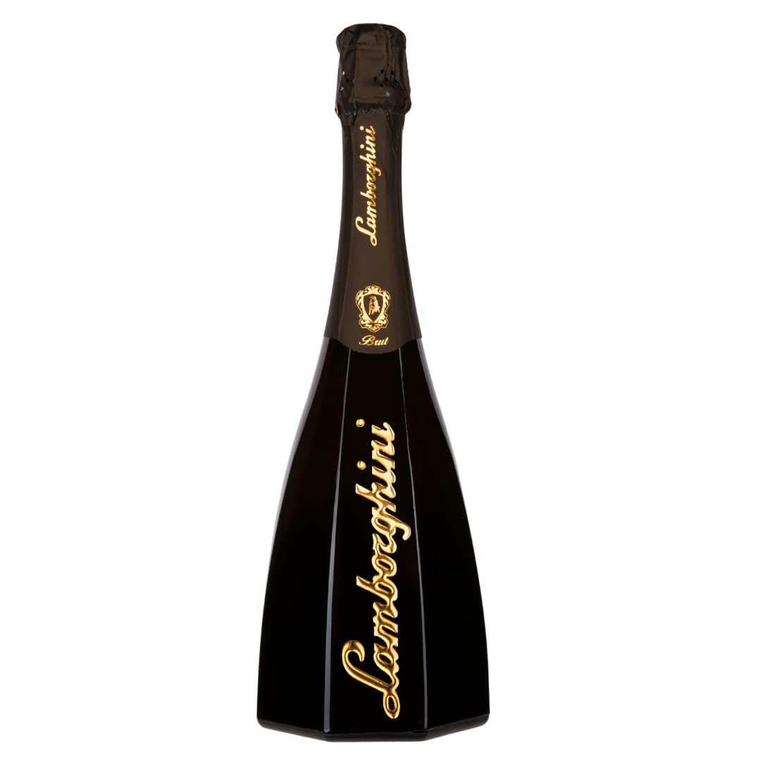 Lamborghini Ottagonale – Cofanetto Regalo con Bottiglia 0,75L e Flûte | Spumante Metodo Charmat, Made in Italy – Linea Ottagonale (GOLD)