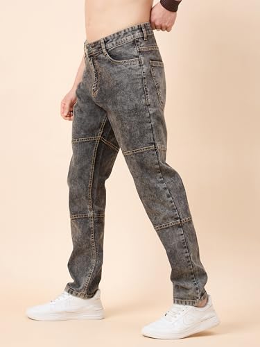 Image of STUDIO NEXX Men's Loose Fit Jeans | Stretchable | Jeans for Men | Contrast Stitch Jeans | Panelled Stitch