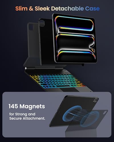 Image of typecase Edge+ Keyboard Case for iPad Pro 13-inch (M5 /M4) 2025 /2024, Black Keyboard with Carbon Fiber Protective Case,Portrait & Typing Modes,Built-in Trackpad,11-Color Backlight,Magnetic Stand
