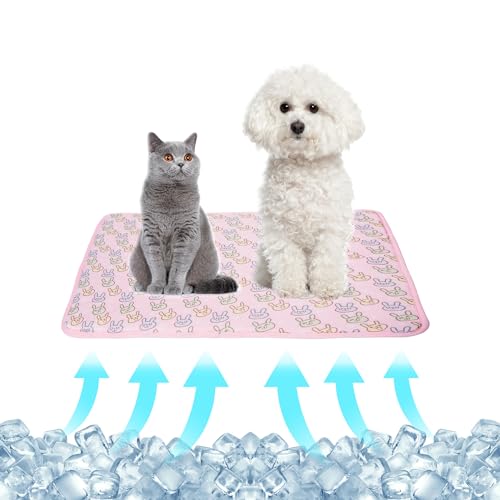 Image of NACOCO Pet Cooling Mat Cat Dog Cushion Pad Summer Cool Down Comfortable Soft for Pets and Adults (L, Pink)