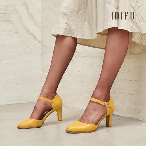 Image of IDIFU IN3 Closed Toe Chunky High Heels Comfortable Dress Shoes for Women