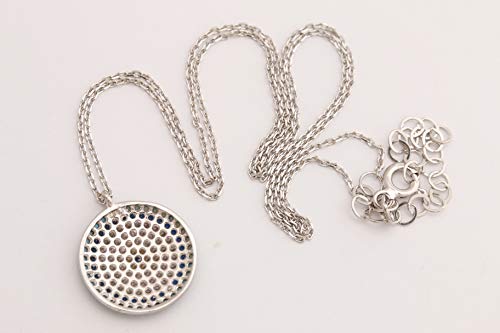 Special Design! Turkish Evil Eye Handmade Jewelry Round Cut Turquoise Sapphire White Topaz 925 Sterling Silver Rhodium Necklace 5