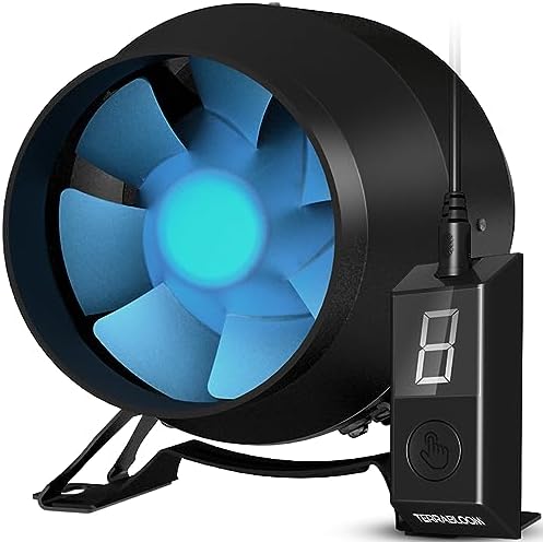 TerraBloom ECMF-100, 4 Inch Inline Fan with Digital Speed Controller for HVAC, Duct Ariflow Boosting, Grow Tent Exhaust and Filtration