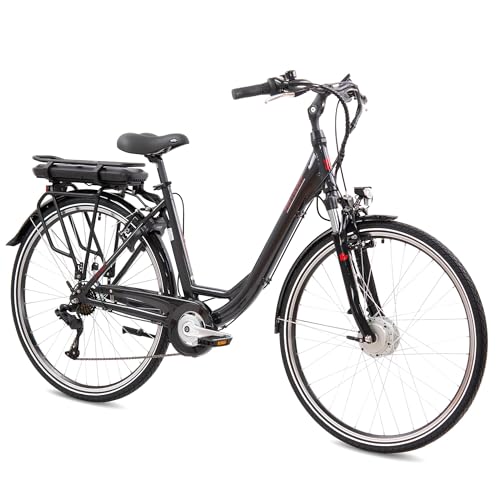 TRETWERK - 28 Zoll E-Bike Damen Pedelec – Sao Paulo schwarz - E-Citybike Damenfahrrad mit 7 Gang Shimano Kettenschaltung - Elektrofahrrad mit Frontmotor 250W, 36V