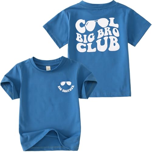 BOUTIKOME Big Brother Shirts Toddler Baby Boy Sunglasses Cool Big Bro Club T-Shirt Kid Announcement Tee Big Brother Gift Tops(Blue,4-5T)