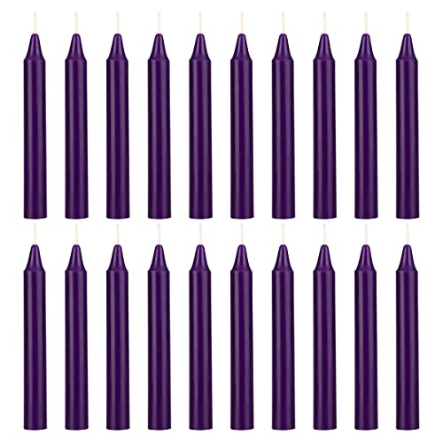 Mega Candles 20 pcs Unscented Dark Purple Exquisite Mini Taper Spell Candles, 4 Inch Tall x 1/2 Inch Diameter, Magic Chimes, Enchantment, Casting Rituals, Witchcraft, Wiccan, Altar, Metaphysical
