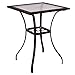 AlphaBaby Coffee Outdoor Patio Rattan Wicker Bar Square Table Glass Top Yard Garden Furniture, Brown