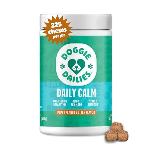 Doggie Dailies Calming Chews for Dogs, 225 Soft Chews, Melatonin for Dogs with Chamomile to Help Manage Stress Relief, Calm & Relaxation During Thunderstorms, Fireworks, Travel, & Separation