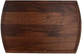 Wisconsin State Lines-Wooden Cutting Board for Kitchen Juice Groove Natural Custom Engraved in USA, Ideas for Appreciation Anniversary Wedding Birthday, Housewarming Present (Walnut 10.5x16 Inch)