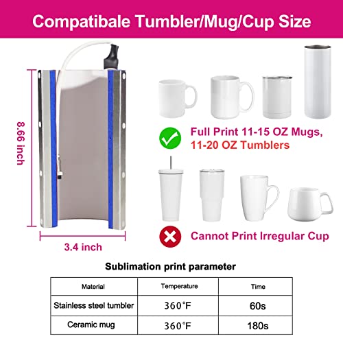 Mecolour 110 V Tumbler Heat Press Machine Mug Heat Press Machine For 20 Oz Straight Sublimation Skinny Tumbler Mug Bottle Heat Transfer Print Rose #TOP4