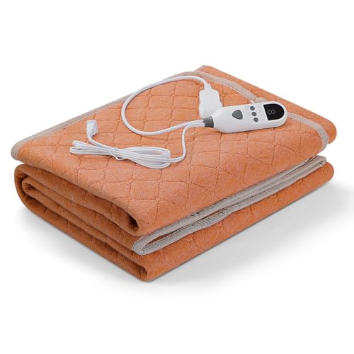 Heated Mattress Pad 51" x 74", Electric Bed Warmer with Digital Controller for Full Size Beds, 9 Heat Settings, 1-6 Hours Auto Shut Off, Fast Heating, Machine Washable, Brown