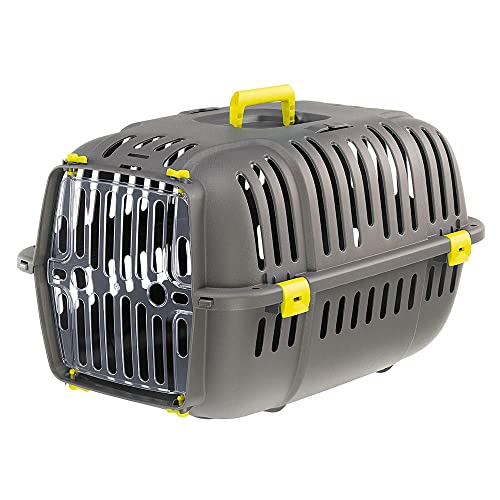 Ferplast, Caixa transportadora rígida para cães e gatos pequenos JET 20 VERDE, porta transparente à
