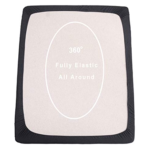 Pure Era Jersey Knit Cotton Fitted Bottom Sheet Only (No Flat Sheet Or Shams) Deep Pocket Up To 15" To 20" Ultra Soft Comfy Breathable Charcoal Grey Queen #TOP3