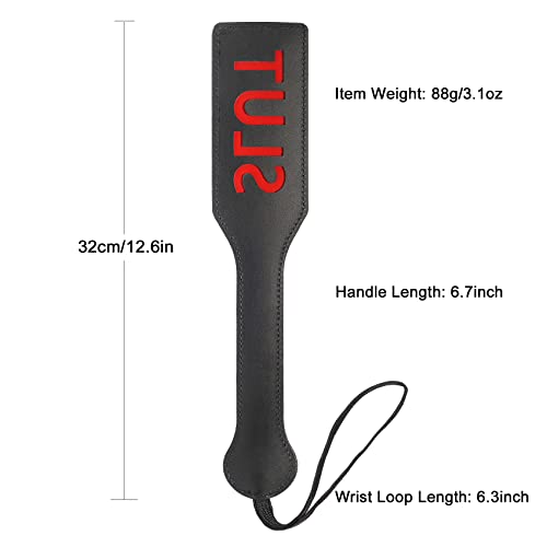 Image of Slut Spanking Paddle, 12.6inch Faux Leather Paddles for Adults BDSM Play, Black