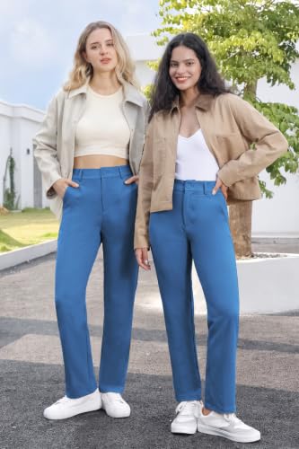 Image of Bamans Dress Pants Women Work Business Office Straight Leg Slacks