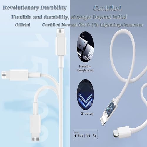 wabklove USB C Charger 2 Pack 20W Type C Wall Charger Block with 6FT Long USB C to Lightning Cable Compatible with iPhone 14 Pro/13 Pro/12 Pro Max/11/XS Max/XS/XR/X/8 - image 6